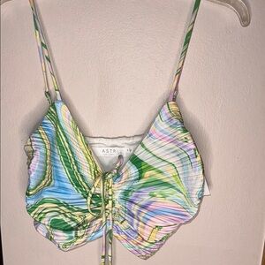 Astr Colorful Ruched Crop Top